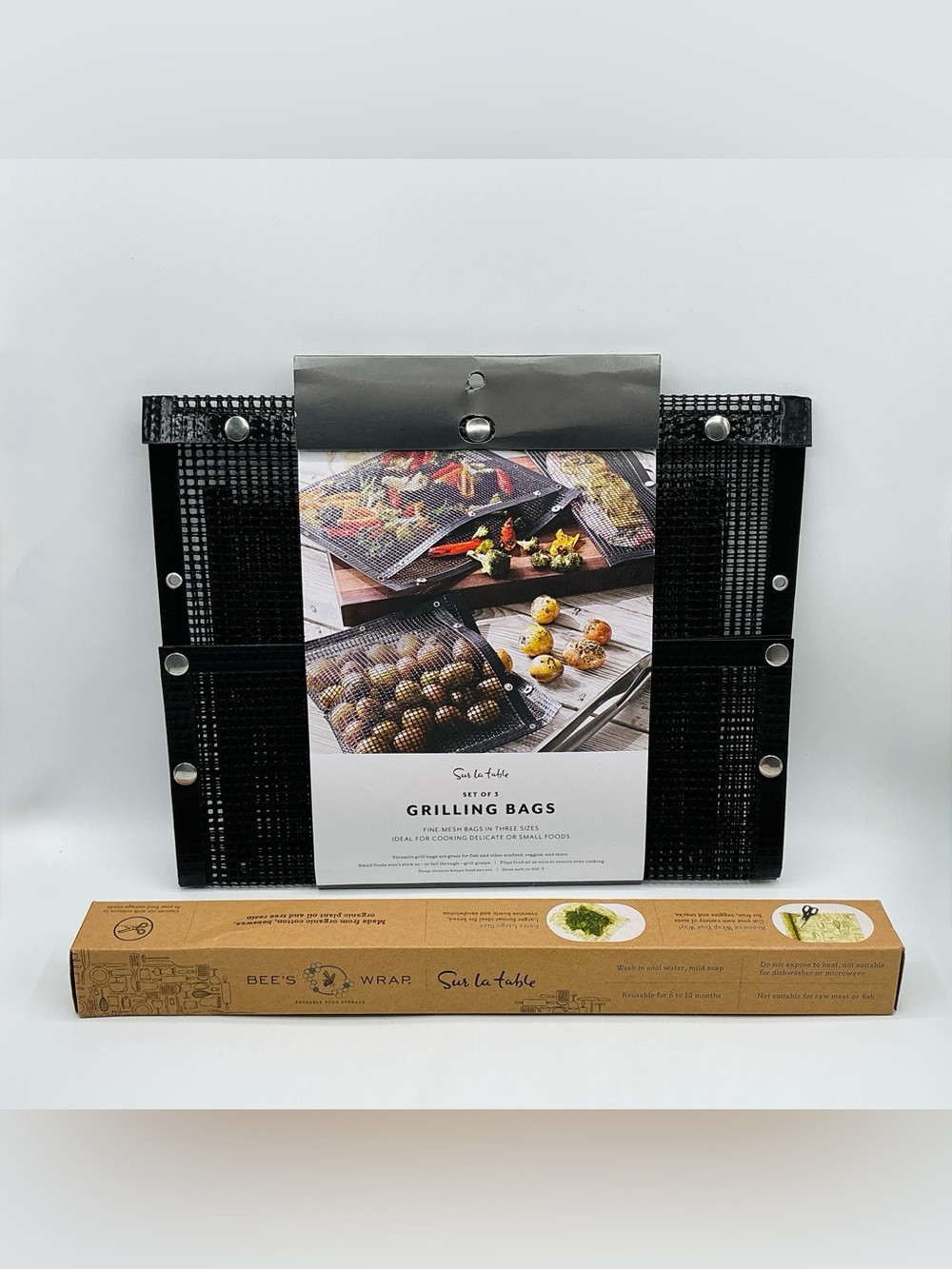 Sur La Table Lot Fine Mesh Grilling Bags Set BBQ Vegetables Fish + Beeswax Wrap